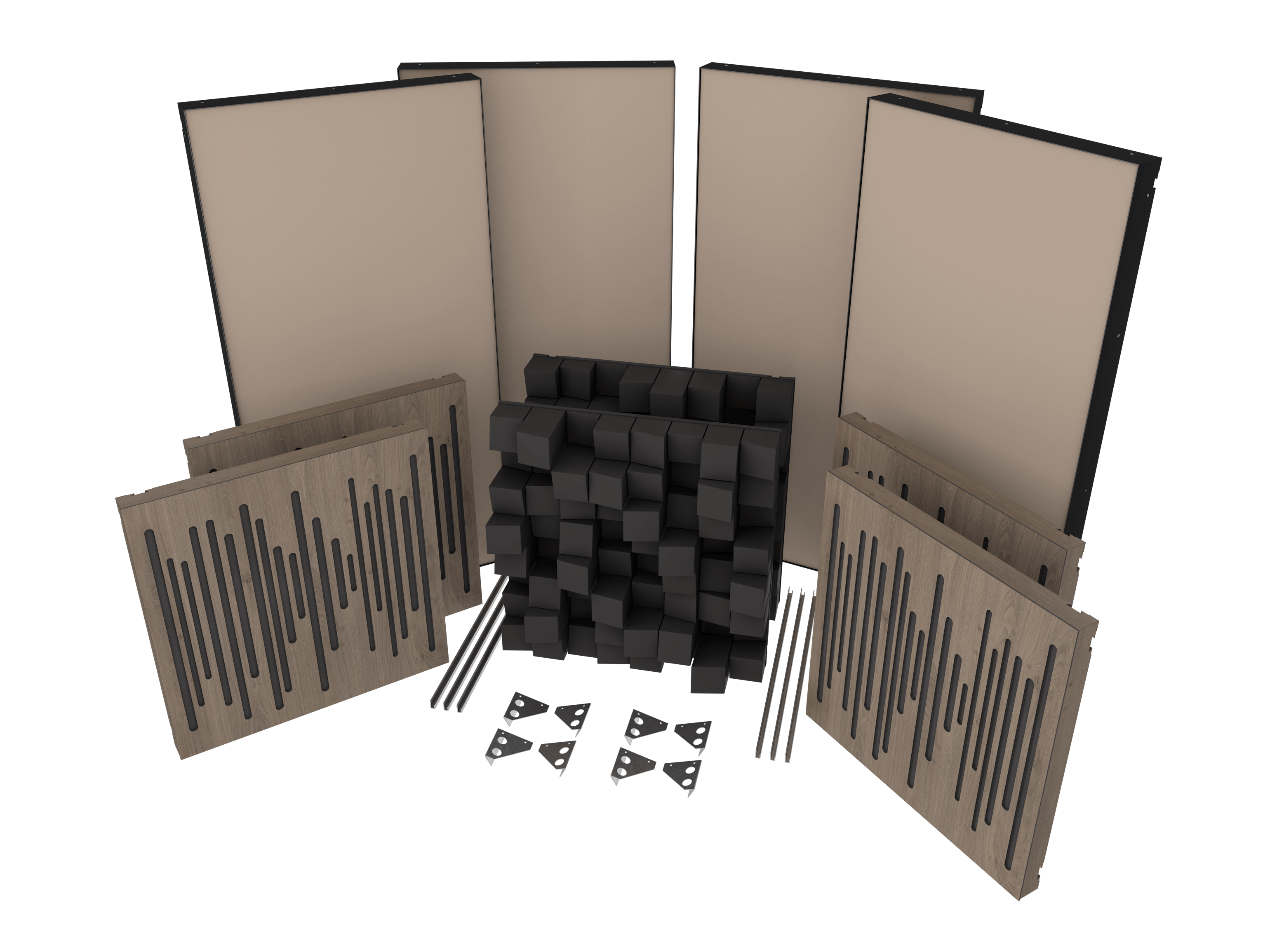 Vicoustic VicAudiophile VMT Kit Sound Absorption and Diffusion Acoustic Kit in Brown Oak