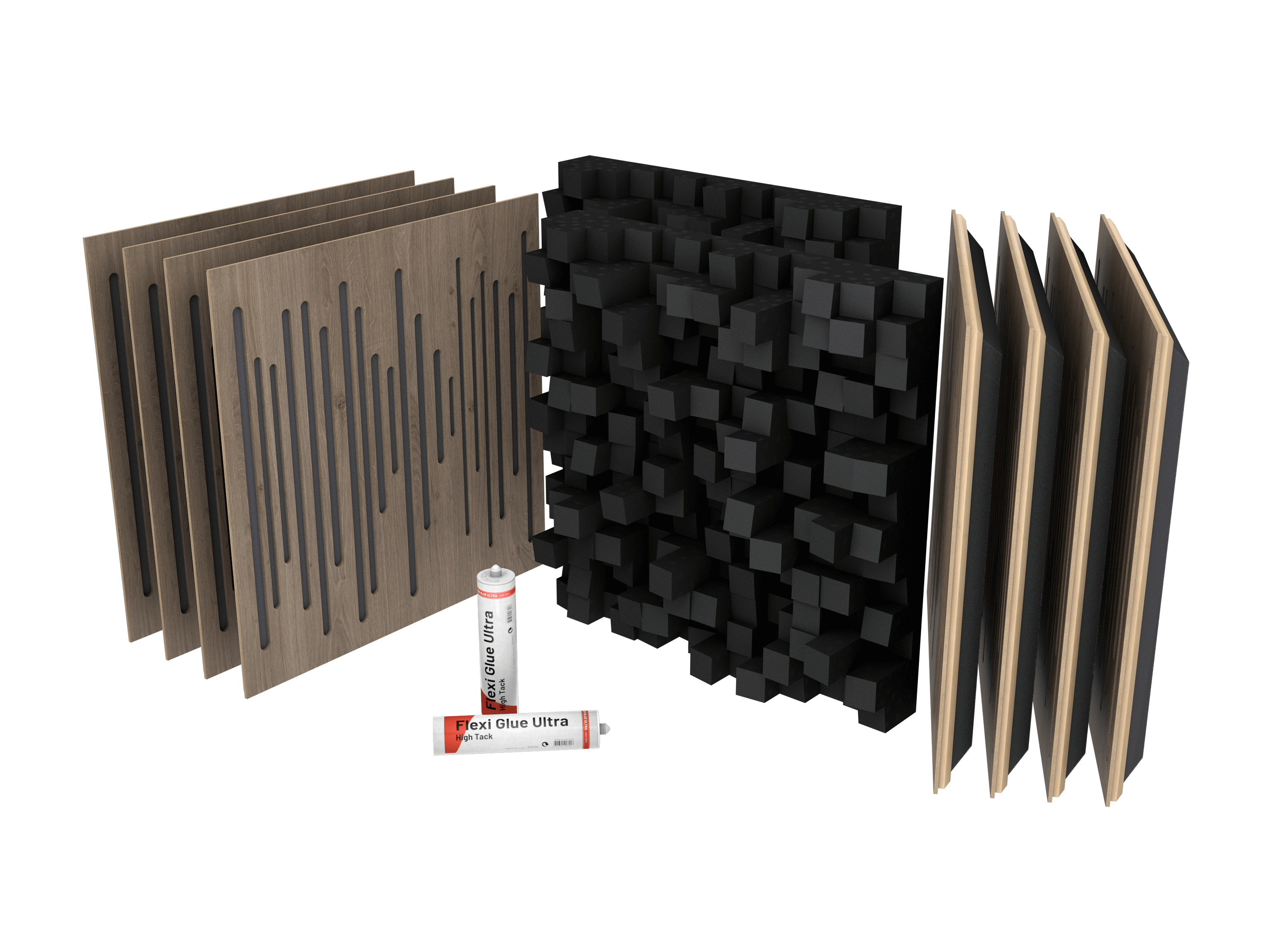 Vicoustic VicStudio Box with DC2 Sound Absorption and Diffusion Acoustic Kit in Brown Oak