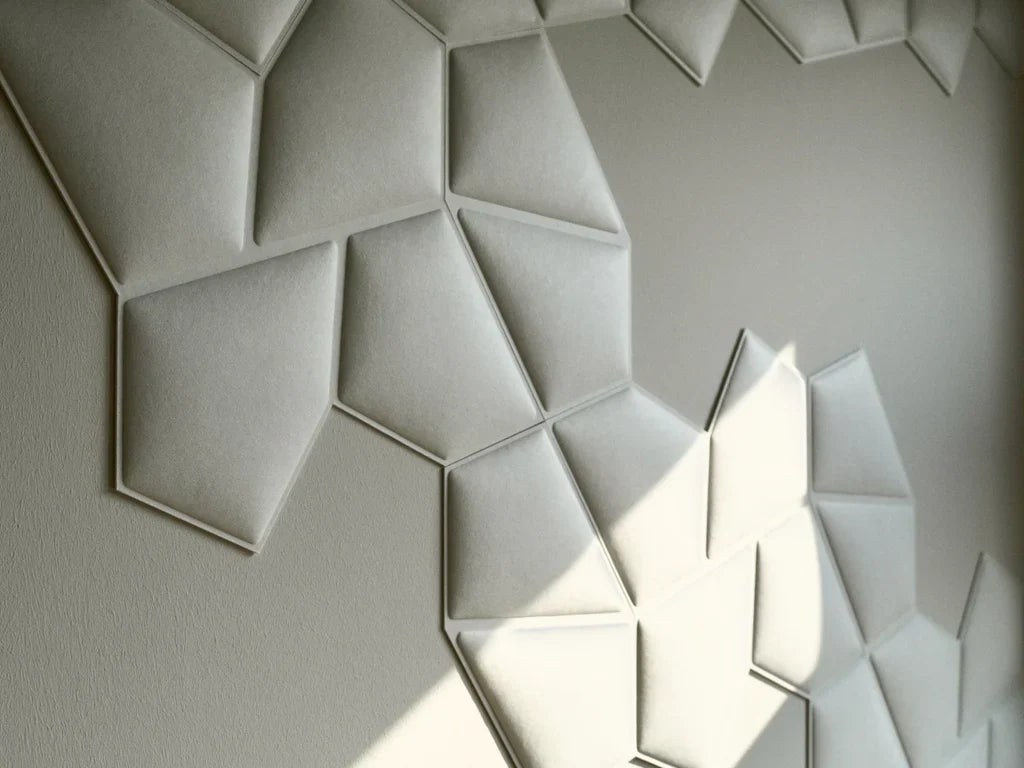 GEN_VMT Penray geometric acoustic panel in white installed on an office wall