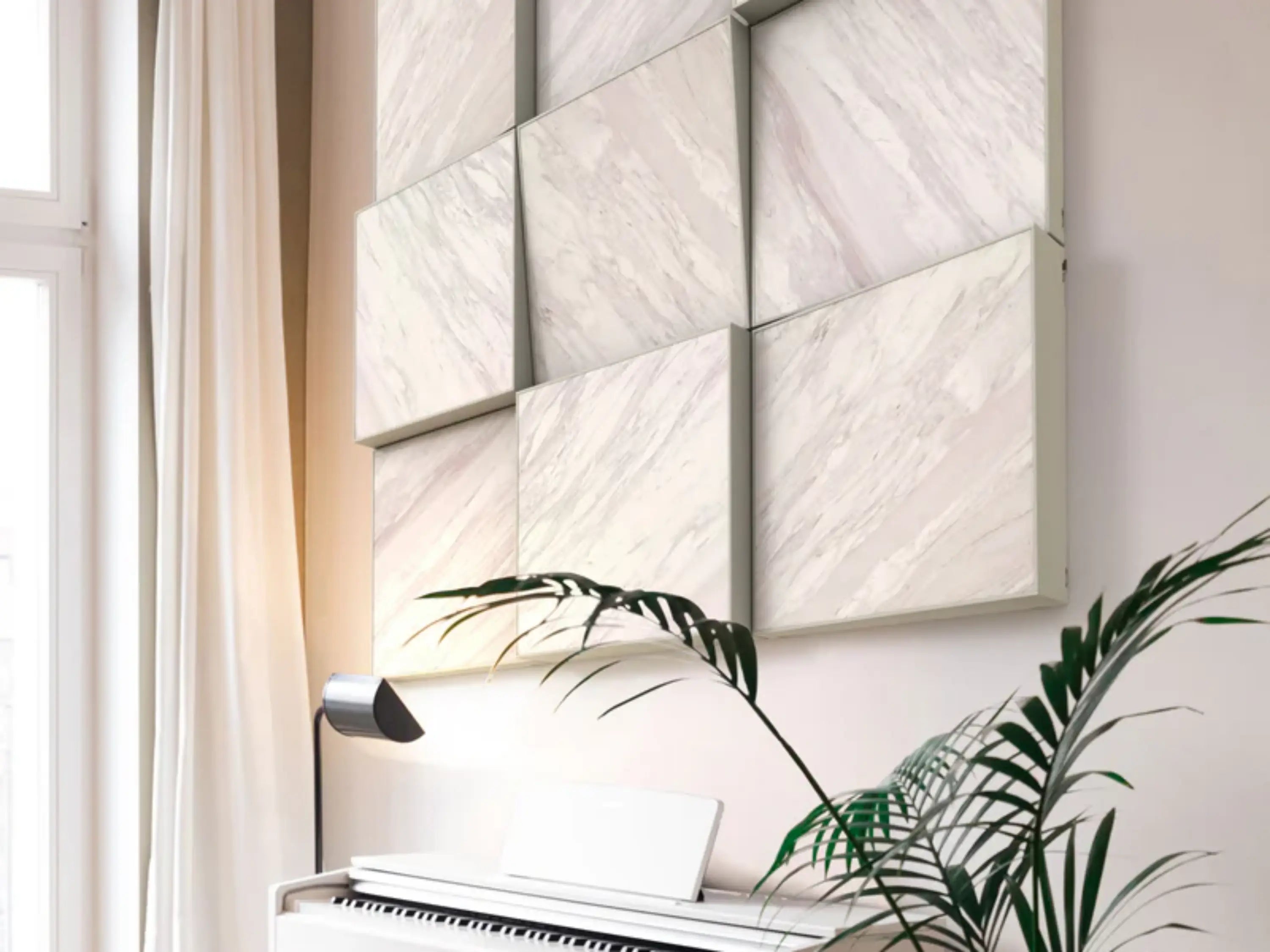 Cinema Fortissimo VMT acoustic panels installed on the walls of a professional audio studio