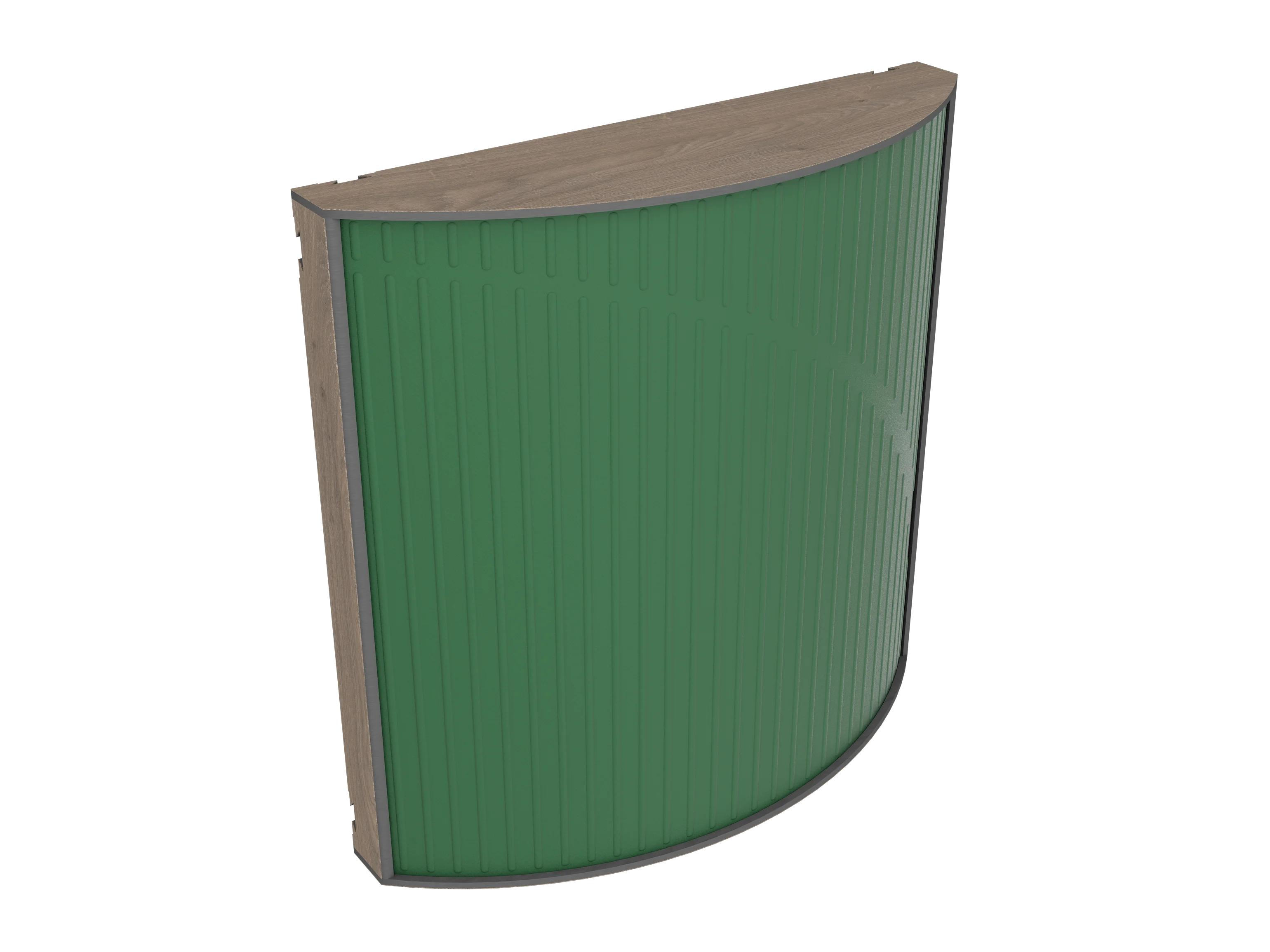 Vicoustic Cinema Round Ultra VMT Sound Absorbing Acoustic Panel in Musk Green and Brown Oak