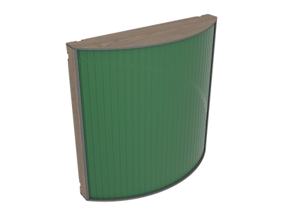 Vicoustic Cinema Round Ultra VMT Sound Absorbing Acoustic Panel in Musk Green and Brown Oak