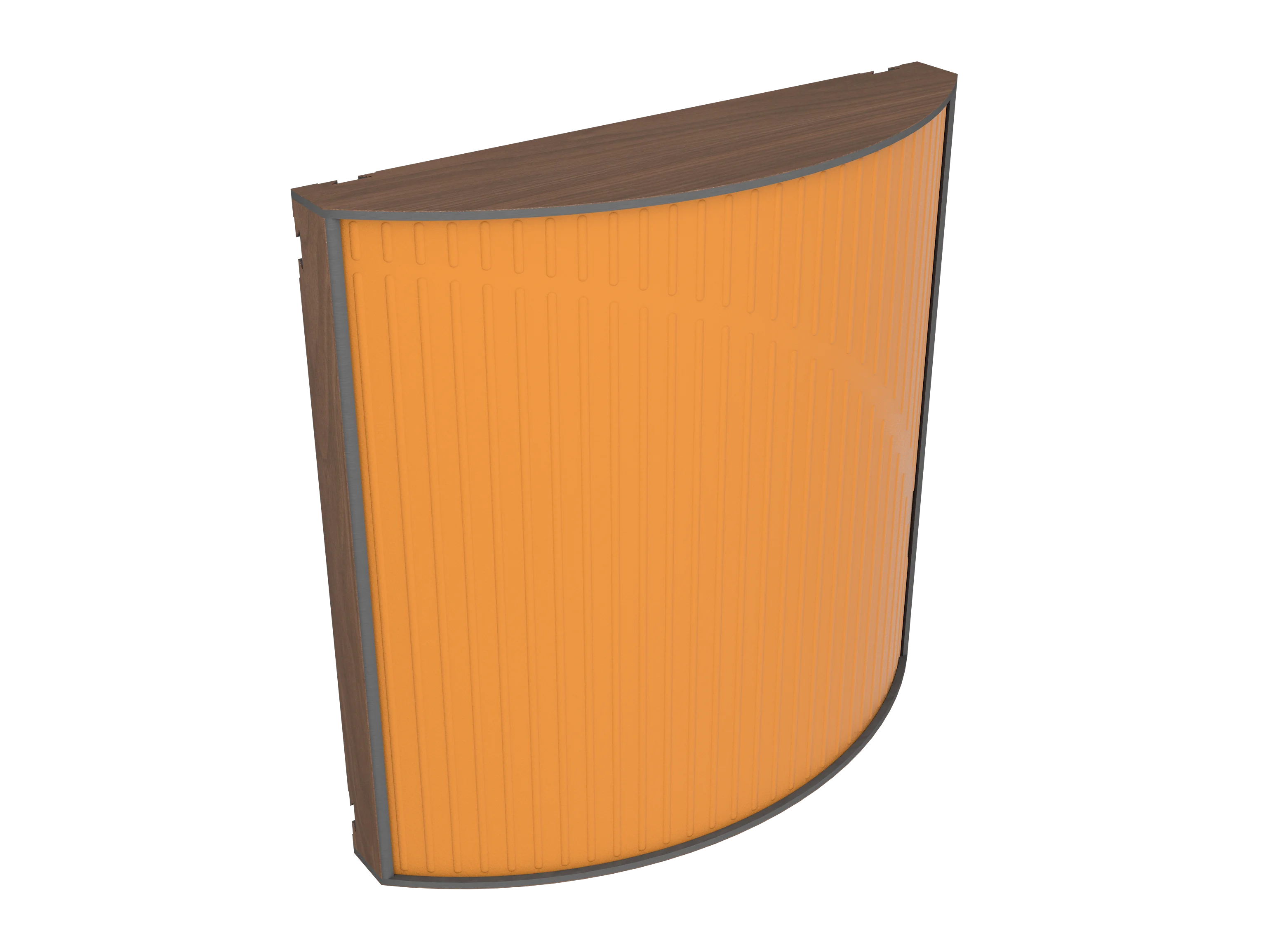 Vicoustic Cinema Round Ultra VMT Sound Absorbing Acoustic Panel in Pumpkin Orange and Dark Walnut