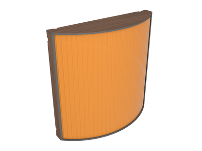 Vicoustic Cinema Round Ultra VMT Sound Absorbing Acoustic Panel in Pumpkin Orange and Dark Walnut