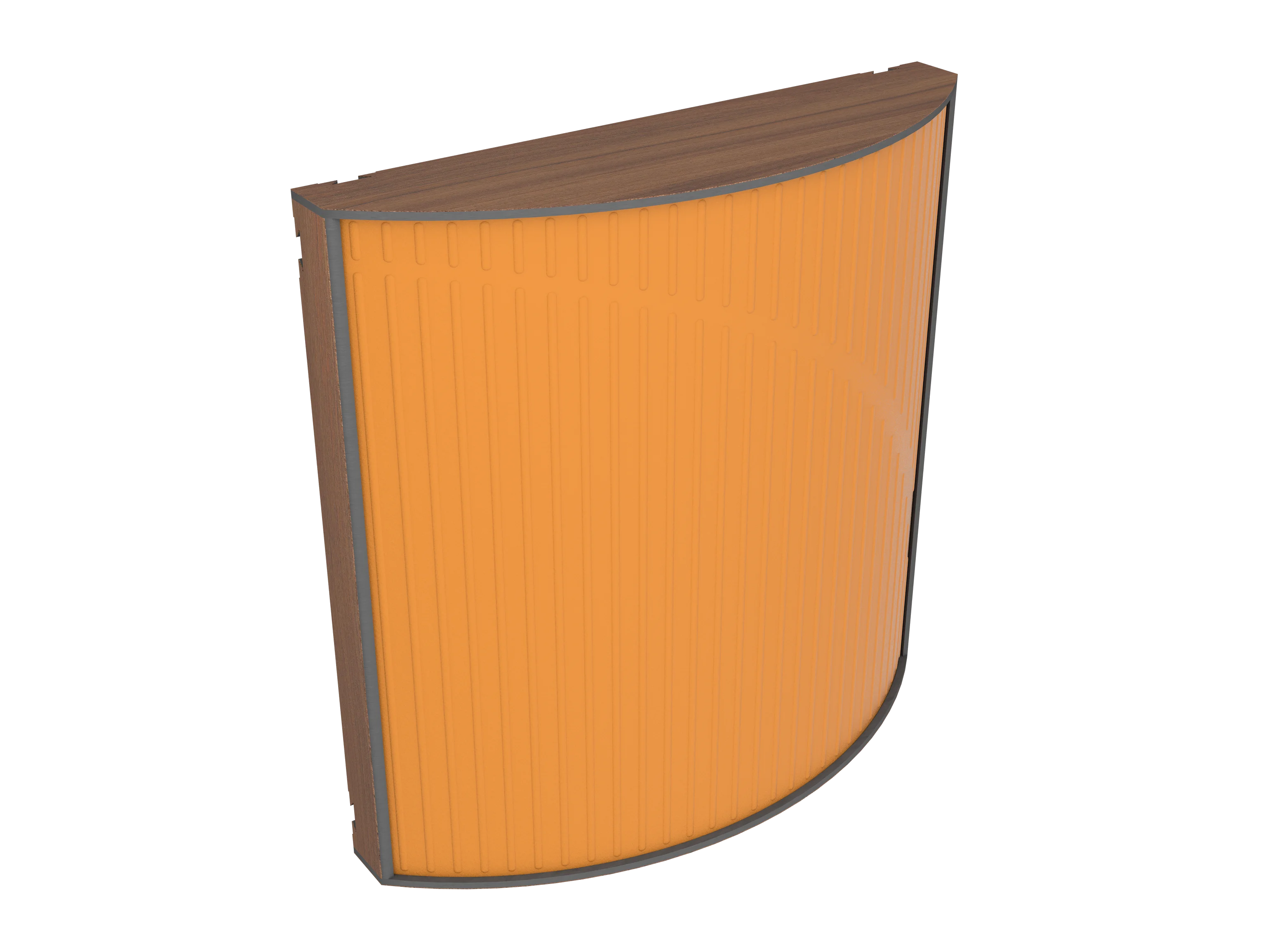 Vicoustic Cinema Round Ultra VMT Sound Absorbing Acoustic Panel in Pumpkin Orange and Natural Walnut