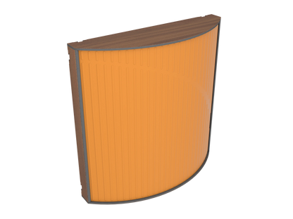 Vicoustic Cinema Round Ultra VMT Sound Absorbing Acoustic Panel in Pumpkin Orange and Natural Walnut