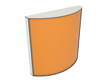 Vicoustic Cinema Round Ultra VMT Sound Absorbing Acoustic Panel in Pumpkin Orange and White Matte