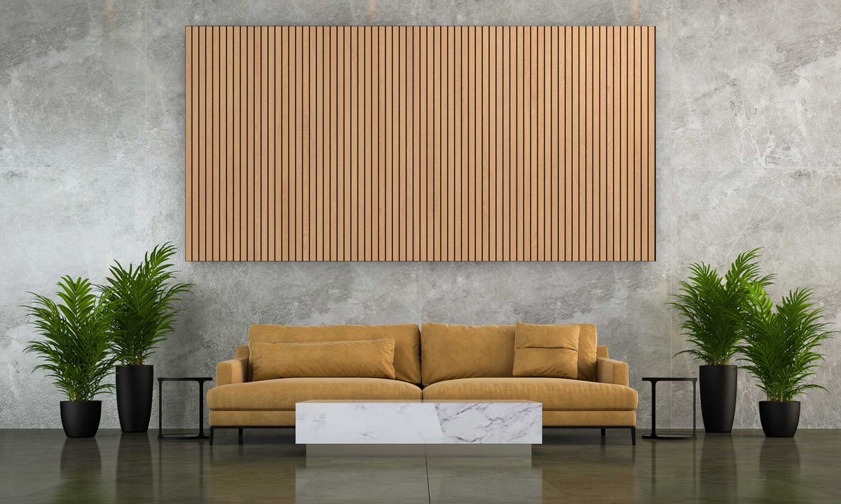 Vicoustic acoustic wall system installed in a residential living room