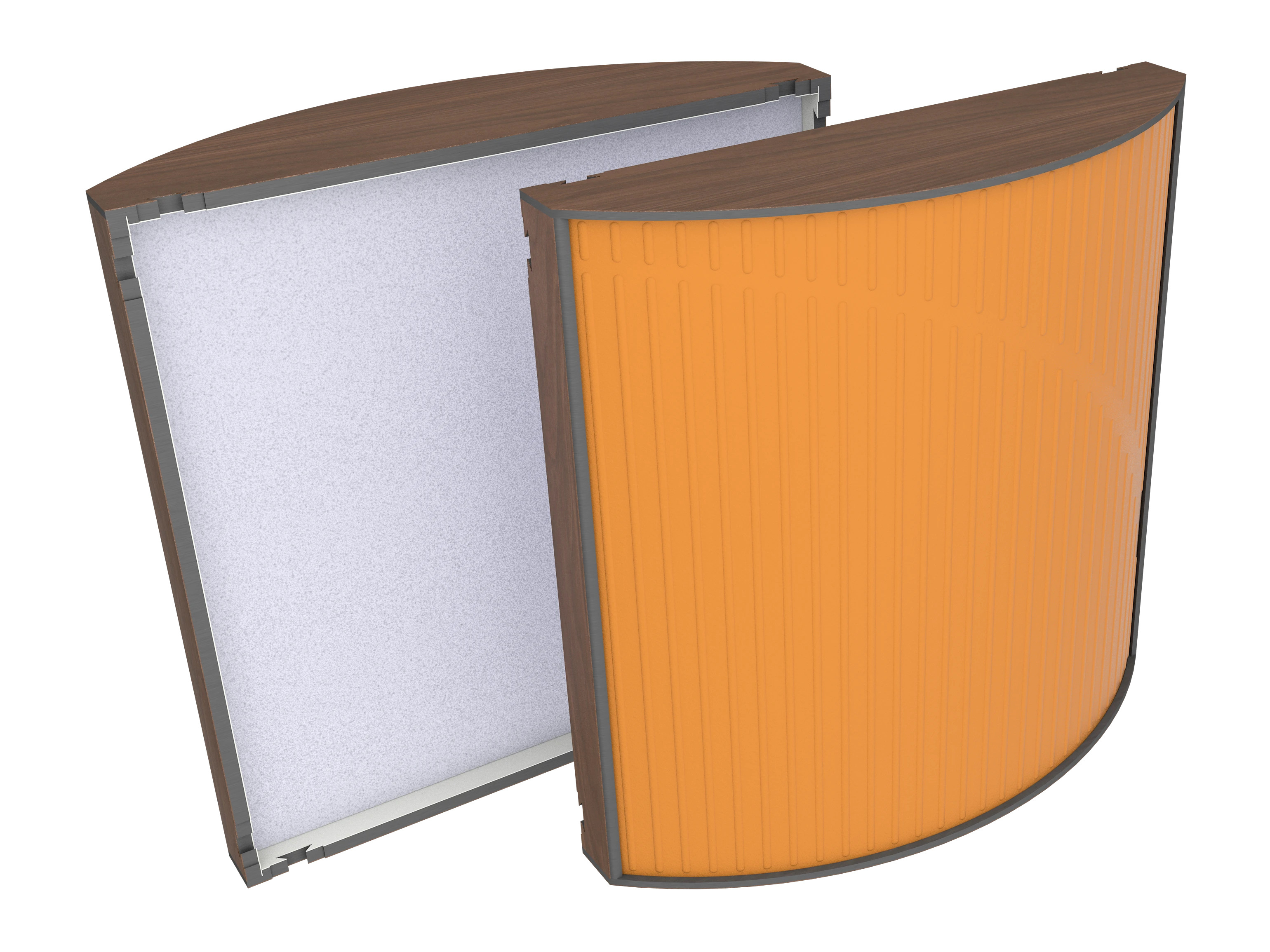 Vicoustic Cinema Round Ultra VMT H1714 Dark Walnut 117a Pumpkin Orange SET Acoustic Absorption Panel