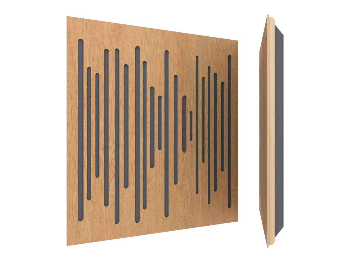 Vicoustic Wavewood diffuser-absorber panel in natural oak